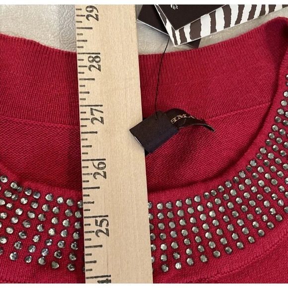 Dana Buchman Women’s XS Red Chili Pepper Rhinestone Sweater Top Sparkly NEW - Picture 6 of 9